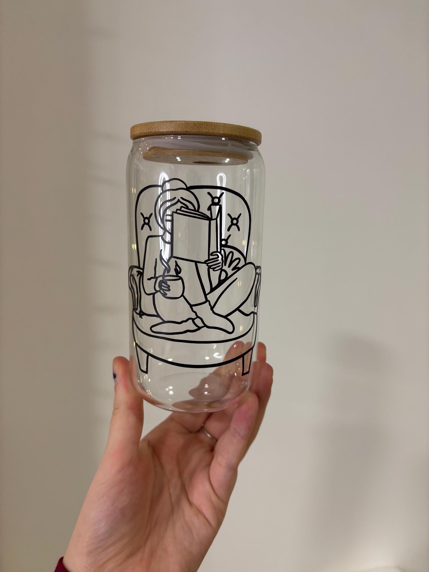 Personalised Bookish Themed Glass Tumbler - 550mls